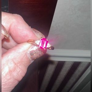 Ruby ring and earrings with pendant. At least 30 years old